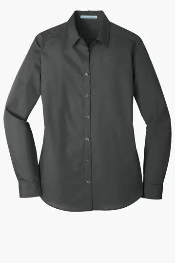 Port Authority Women's Long Sleeve Carefree Poplin Shirt — view 6