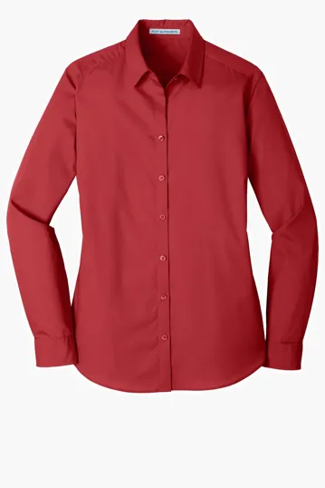 Port Authority Women's Long Sleeve Carefree Poplin Shirt — view 8
