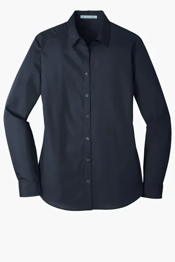 Port Authority Women's Long Sleeve Carefree Poplin Shirt — view 9