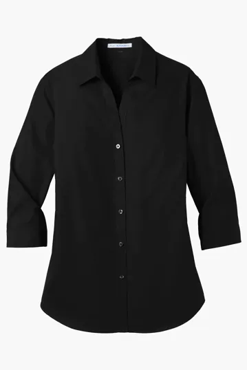 Port Authority Women's 3/4-Sleeve Carefree Poplin Shirt — view 2