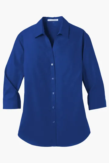 Port Authority Women's 3/4-Sleeve Carefree Poplin Shirt — view 3