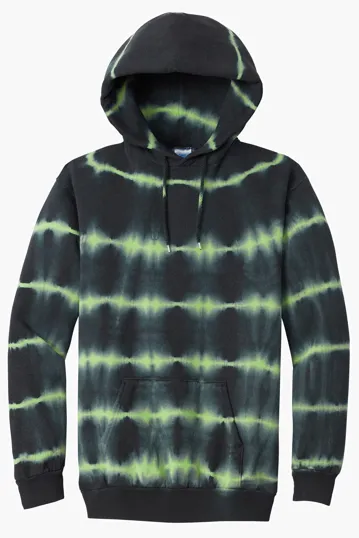 Port & Co Allover Stripe Tie-Dye Fleece Hoodie — view 3