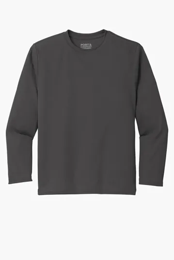 Port & Co Youth Long Sleeve Performance Tee — view 2