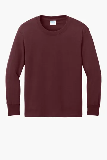 Port & Co Youth Long Sleeve Core Cotton Tee — view 2