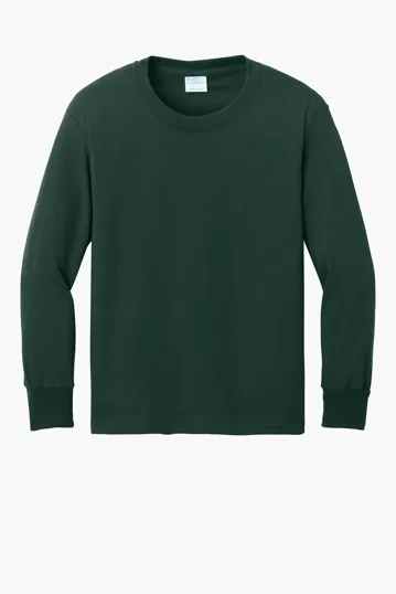 Port & Co Youth Long Sleeve Core Cotton Tee — view 4