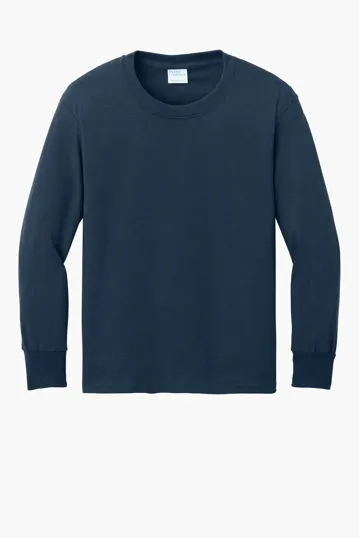 Port & Co Youth Long Sleeve Core Cotton Tee — view 7