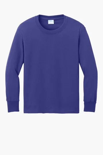 Port & Co Youth Long Sleeve Core Cotton Tee — view 9