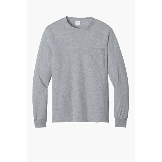Port & Co Tall Long Sleeve Essential Pocket Tee — view 3