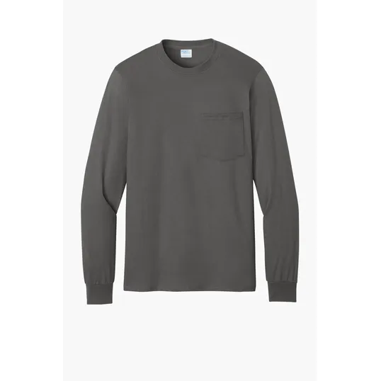 Port & Co Tall Long Sleeve Essential Pocket Tee — view 4