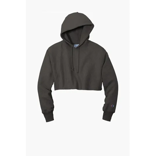 Champion Women's Reverse Weave Cropped Cut-Off Hooded Sweatshirt — view 3
