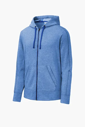 Sport-Tek PosiCharge Tri-Blend Wicking Fleece Full-Zip Hooded Jacket — view 3
