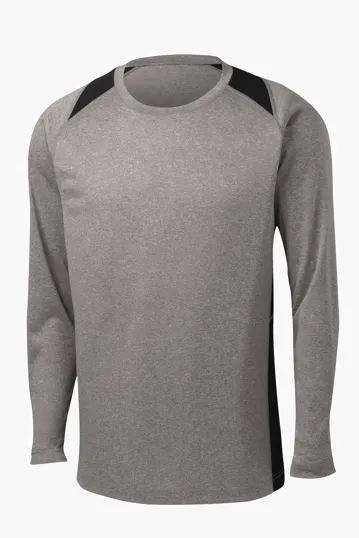 Sport-Tek Long Sleeve Heather Colorblock Contender Tee — view 2
