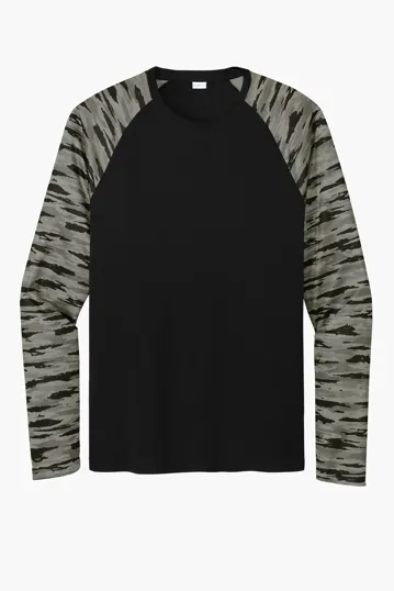 Sport-Tek Drift Camo Colorblock Long Sleeve Tee — view 2
