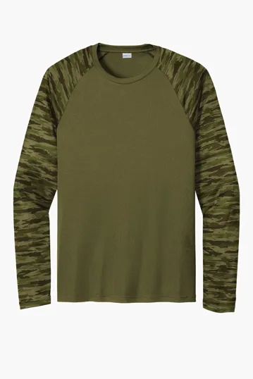 Sport-Tek Drift Camo Colorblock Long Sleeve Tee — view 3
