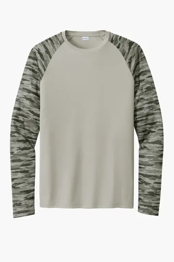 Sport-Tek Drift Camo Colorblock Long Sleeve Tee — view 4