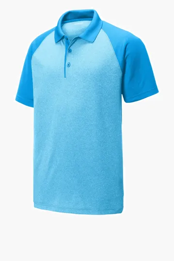 Sport-Tek PosiCharge RacerMesh Raglan Heather Block Polo — view 3