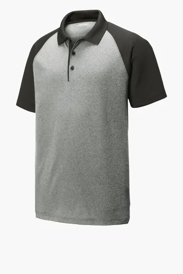 Sport-Tek PosiCharge RacerMesh Raglan Heather Block Polo — view 2