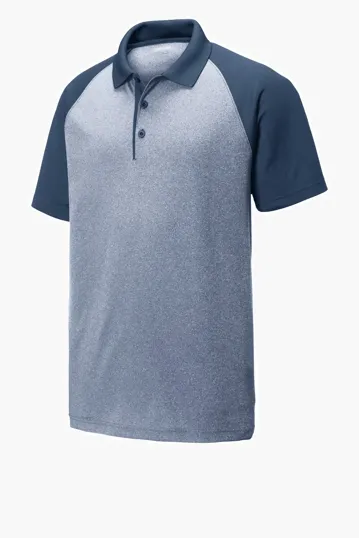 Sport-Tek PosiCharge RacerMesh Raglan Heather Block Polo — view 4