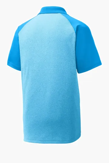 Sport-Tek PosiCharge RacerMesh Raglan Heather Block Polo — view 7