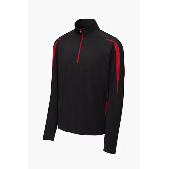 Sport-Tek Sport-Wick Stretch 1/4-Zip Colorblock Pullover — view 3