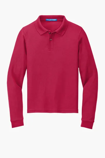 Port Authority Youth Long Sleeve Silk Touch Polo — view 3
