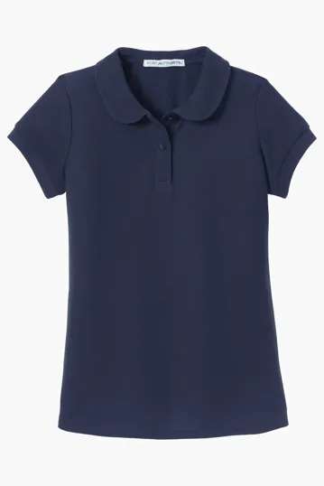 Port Authority Girls Silk Touch Peter Pan Collar Polo. — view 2