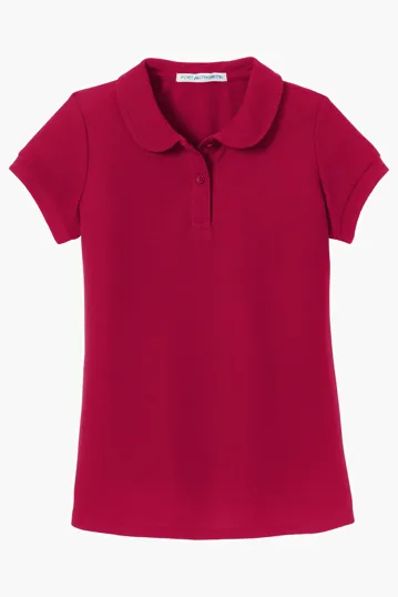 Port Authority Girls Silk Touch Peter Pan Collar Polo. — view 3