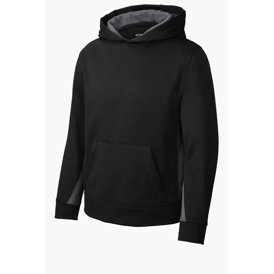 Sport-Tek Youth Sport-Wick Fleece Colorblock Hooded Pullover — view 3