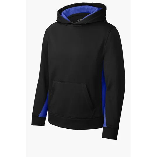 Sport-Tek Youth Sport-Wick Fleece Colorblock Hooded Pullover — view 4