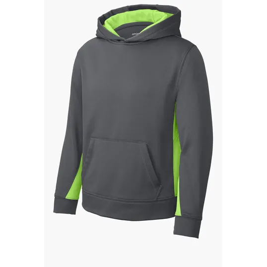 Sport-Tek Youth Sport-Wick Fleece Colorblock Hooded Pullover — view 5
