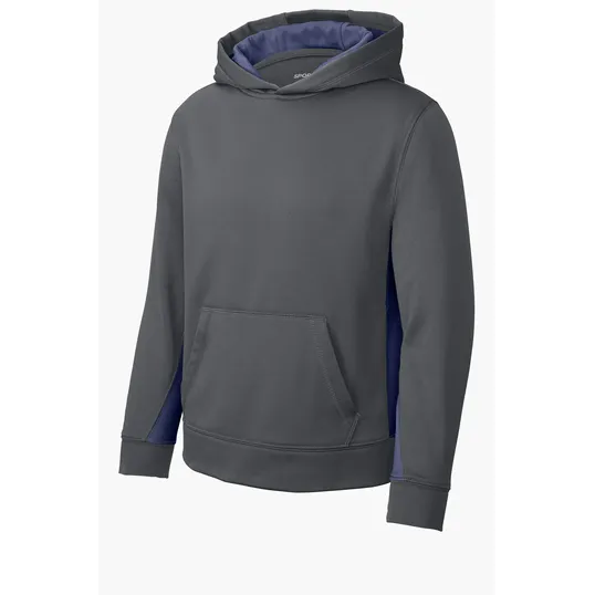 Sport-Tek Youth Sport-Wick Fleece Colorblock Hooded Pullover — view 6