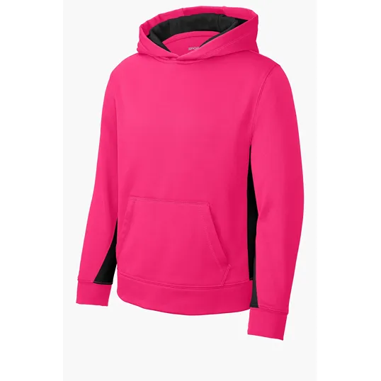 Sport-Tek Youth Sport-Wick Fleece Colorblock Hooded Pullover — view 7
