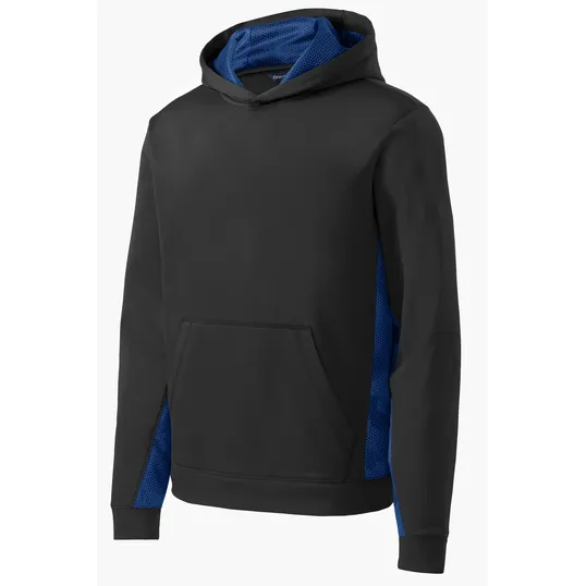 Sport-Tek Youth Sport-Wick CamoHex Fleece Colorblock Hooded Pullover — view 4