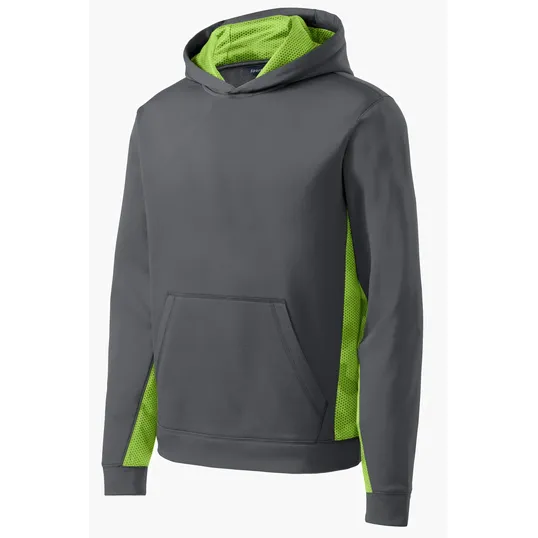 Sport-Tek Youth Sport-Wick CamoHex Fleece Colorblock Hooded Pullover — view 5