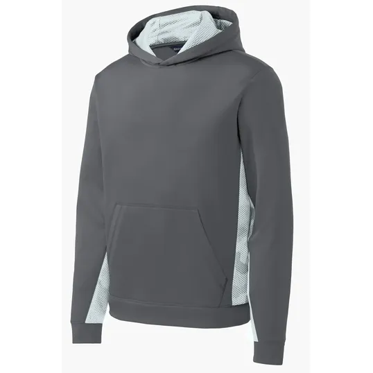 Sport-Tek Youth Sport-Wick CamoHex Fleece Colorblock Hooded Pullover — view 6