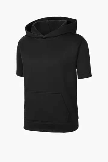 Sport-Tek Youth Sport-Wick Fleece Short Sleeve Hooded Pullover — view 2