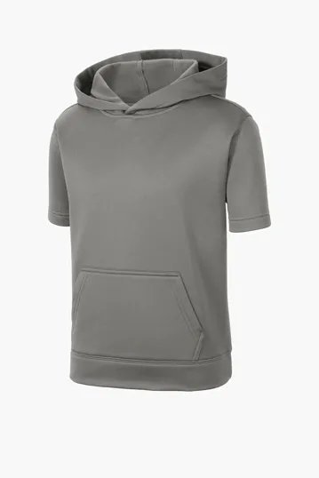 Sport-Tek Youth Sport-Wick Fleece Short Sleeve Hooded Pullover — view 3