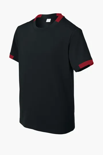 Sport-Tek Youth Club Short Sleeve Crew — view 3