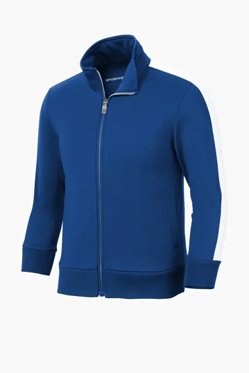 Sport-Tek Youth Tricot Sleeve Stripe Track Jacket — view 5