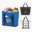 Jumbo Insulated Cooler Tote Bag with Zippered Main Compartment