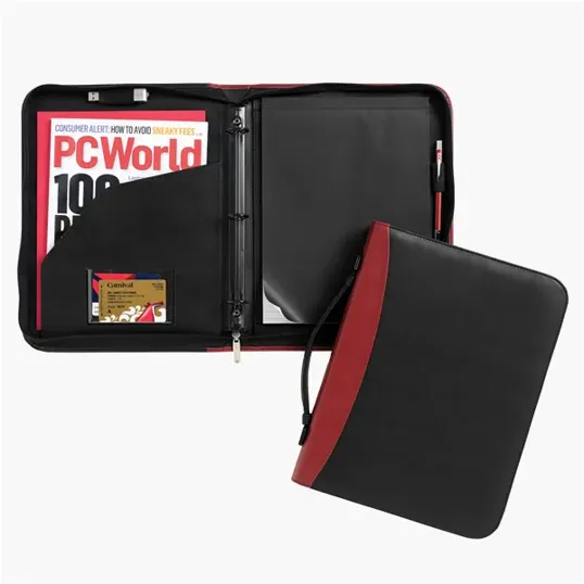 Conference Ring Folio Zippered Binder Padfolio with Paper — view 2