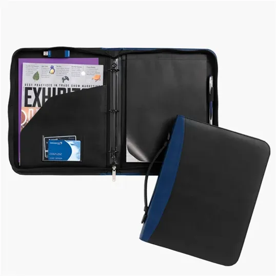 Conference Ring Folio Zippered Binder Padfolio with Paper — view 3