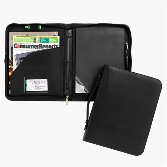 Conference Ring Folio Zippered Binder Padfolio with Paper — view 4