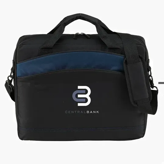 Slim Line Computer Briefcase, 600D Polyester Laptop Bag — view 3