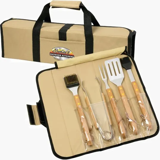 Starline 5-Piece Bamboo BBQ Set in Roll-Up Case — view 7