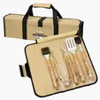 Starline 5-Piece Bamboo BBQ Set in Roll-Up Case