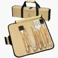 Starline 5-Piece Bamboo BBQ Set in Roll-Up Case — view 2