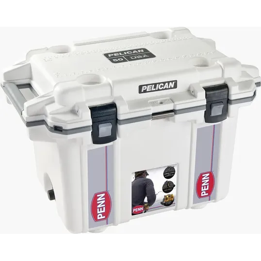 Pelican™ 50QT Cooler — White Rotomolded Ice Chest