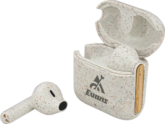 EarthTrendz™ Wheat Straw & Bamboo Earbuds with Charging Case