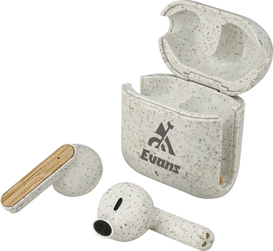 EarthTrendz™ Wheat Straw & Bamboo Earbuds with Charging Case — view 2